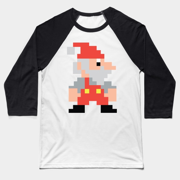 Pixel Claus Baseball T-Shirt by Israelitoflores